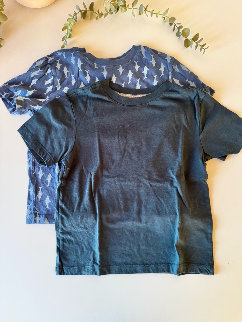 Old Navy Boys T-Shirt Bundle Size 5 | 2 Soft Cotton Tees Blue Shark Print